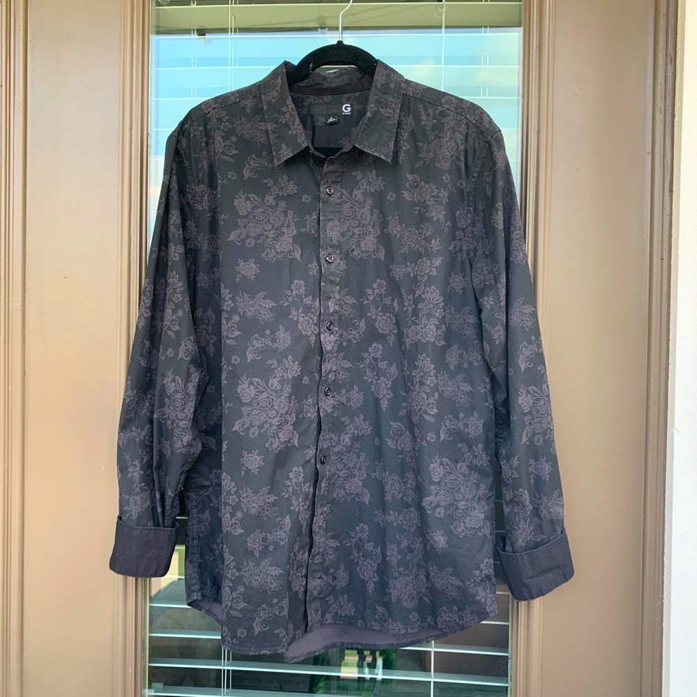 Men’s Guess Black Floral Casual Shirt